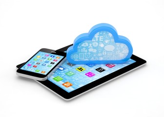 tablet pc, smart phone and cloud