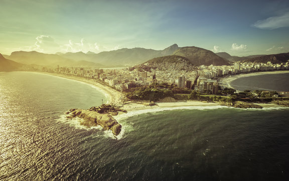 Aerial view of peninsula on the beach in Rio de Janeiro