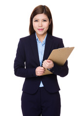 Asian Businesswoman hold with clipboard