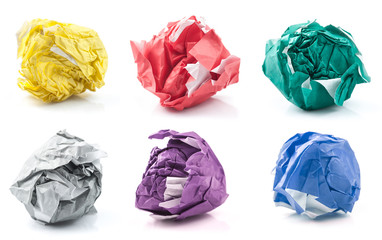 yellow ball crumpled paper on a white background