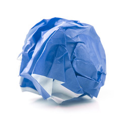 yellow ball crumpled paper on a white background