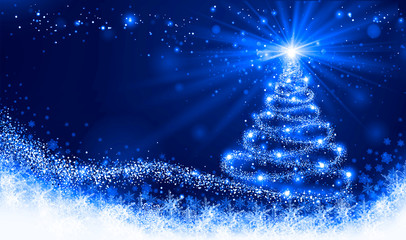 Shining Blue Christmas tree