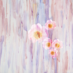 Beautiful watercolor background with flowers of wild rose -flora