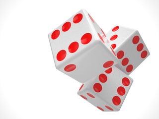 three dices on white