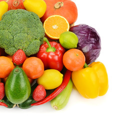 fruits and vegetables isolated on white background