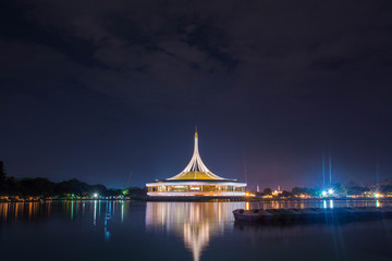 Hall Ratchamongkhon Suan Luang Rama 9 Park and Botanical Garden is the largest in Bangkok at night