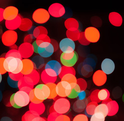 Defocused abstract bokeh light of Christmas tree