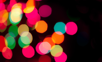 Defocused abstract bokeh light of Christmas tree