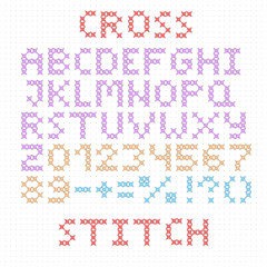 The Latin alphabet. Large English letters. Cross-stitch.