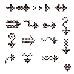 A set of 17 black arrows. The cross-stitch.