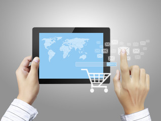 touch- tablet in hands