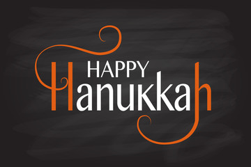 Happy Hanukkah logotype, badge and icon typography.