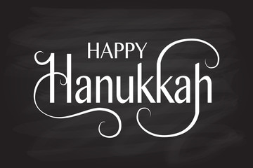 Hand sketched Happy Hanukkah logotype, badge and icon typography