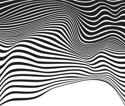black and white mobious wave stripe optical design opart © am54