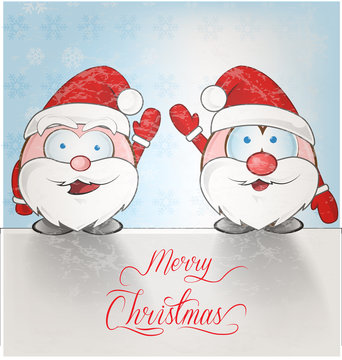 .fun santa claus cartoon on snow background