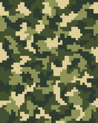 Seamless pattern of digital green camouflage, vector