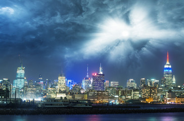 Sunset view of New York Skyline, USA