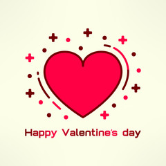 Vector heart icon in modern flat geometrical design. Happy valentines day postcard design