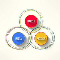 Vector media market message infographic in modern flat design. Corporate strategy schema with long shadows
