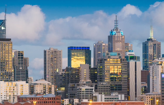 Aerial skyline of Melbourne, Australia