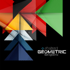 Fototapeta premium Textured paper geometric shapes on black
