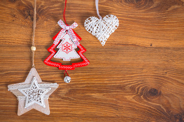 Christmas decoration on wooden background
