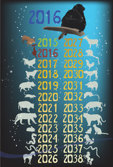 set of horoscope animals on dark background