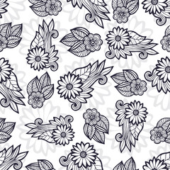 Stylish flowers pattern. Coloring page decoration.