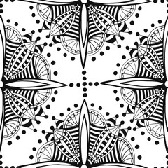 Zentangle seamless pattern. Black and white coloring page.