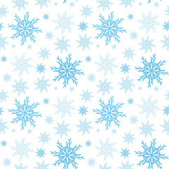 Snowflake seamless background. New year pattern, vector backdrop.