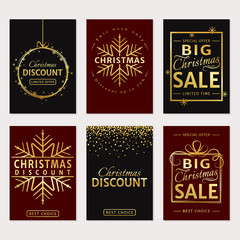Christmas sale. Vector luxury banners set.