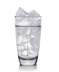 Glass with ice cubes. Isolated on white background
