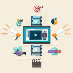 Fototapeta premium Digital marketing. Flat design.