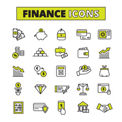 Finance icons set line