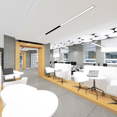 Empty office work place visualization 