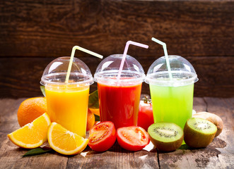 Fresh juices with fruits and vegetables