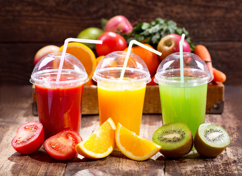 Fresh juices with fruits and vegetables