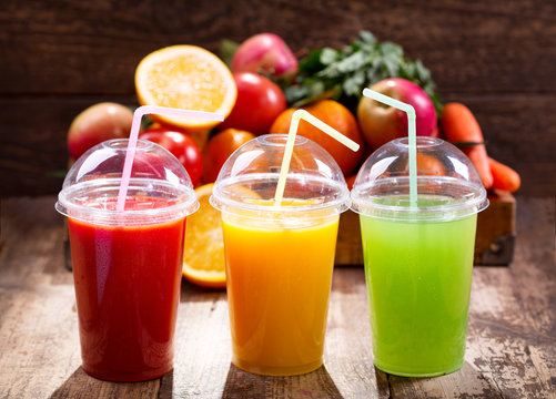 Fresh juices with fruits and vegetables