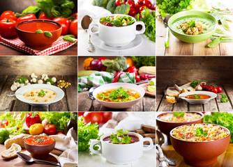 collage of various soups