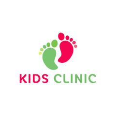 logo Childrens health clinic, the childs feet flat trend style vector