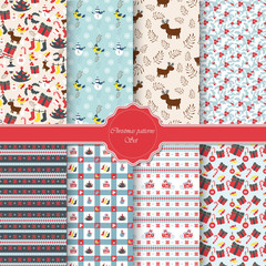 Christmas modern pattern set. New Year holiday