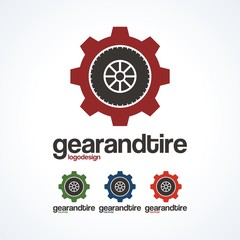 Gear And Tire Circle Design Logo Icon