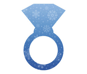 diamond ring christmas icon with snow
