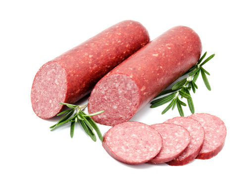Smoked sausage salami isolated