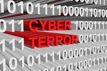 Cyber terror is presented in the form of binary code