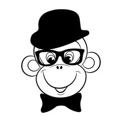 Monkey, chimp face, logo. Vector illustration