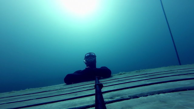 Freediver doing a Static at 10m Deep. 