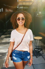 Stylish african woman outdoors