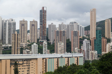 Naklejka premium Dense high rise buildings of Hong Kong