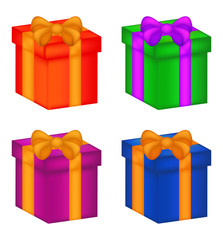 christmas box, gift icon set, symbol, design. vector illustration isolated on white background.